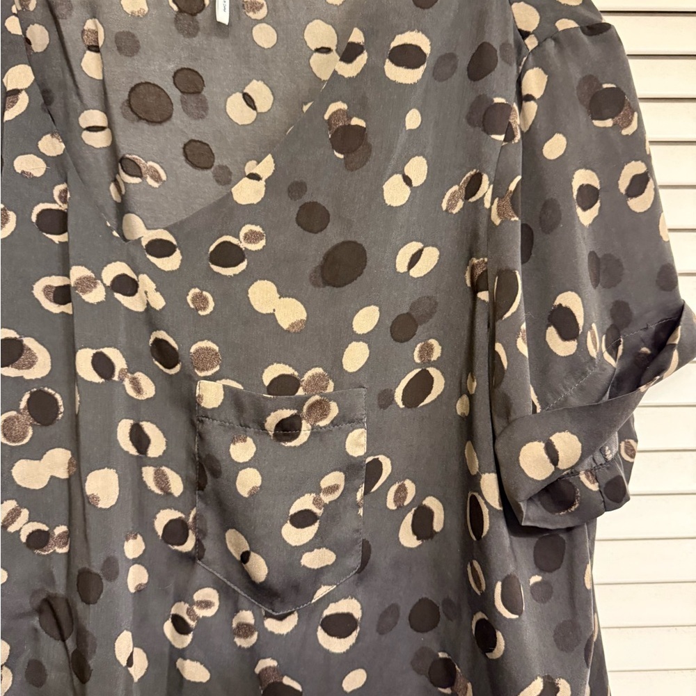 French Connection Stylish Brown Black and Cream Women's Top Sz XL - Picture 4 of 8